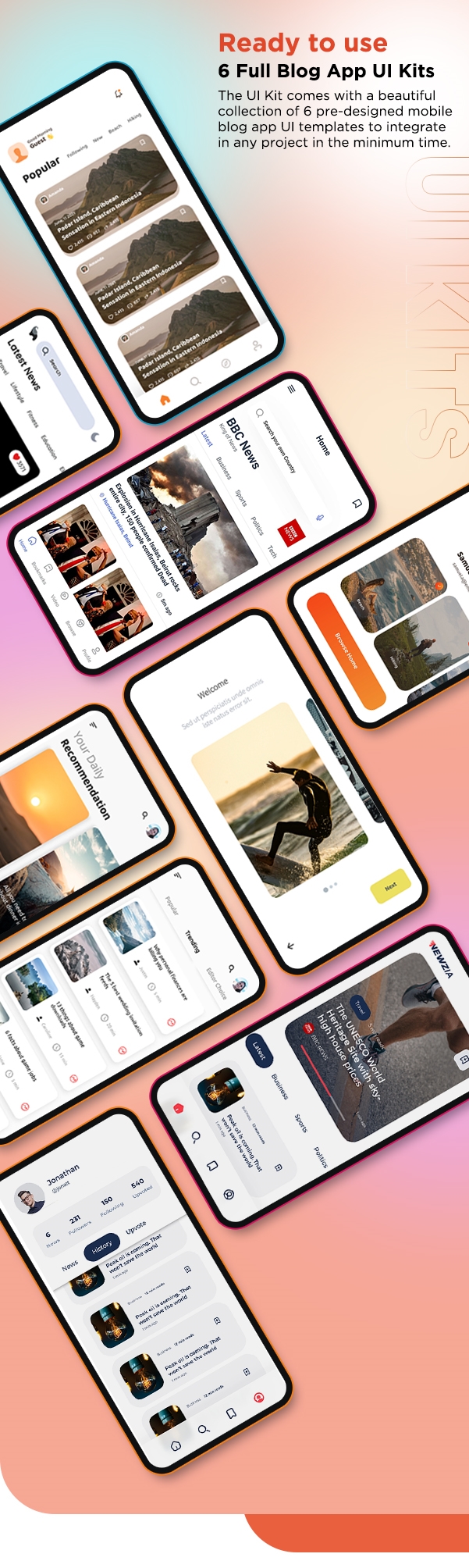 Flutter Blog UI App - News, Travel, Magazine, Branding Blog - 1