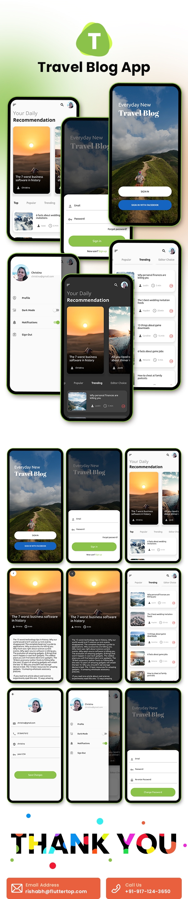 Flutter Blog UI App - News, Travel, Magazine, Branding Blog - 8