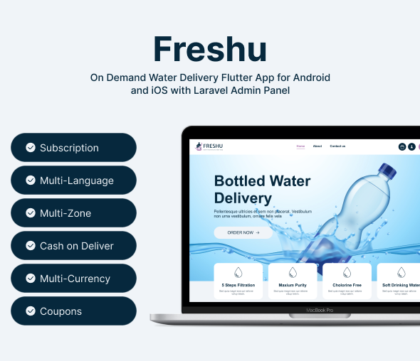 Freshu- Water Subscription and Delivery eCommerce Mobile App for Android and iOS - 1